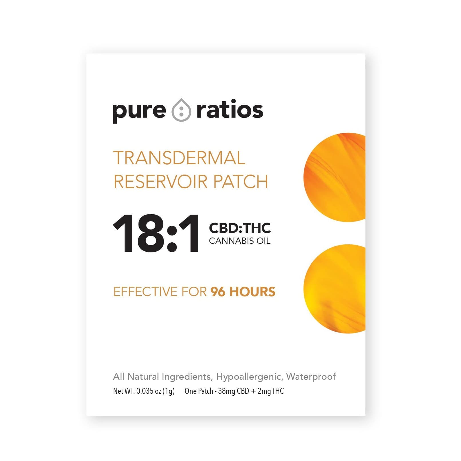 Pure Ratios 18:1 CBD:THC Transdermal Patch